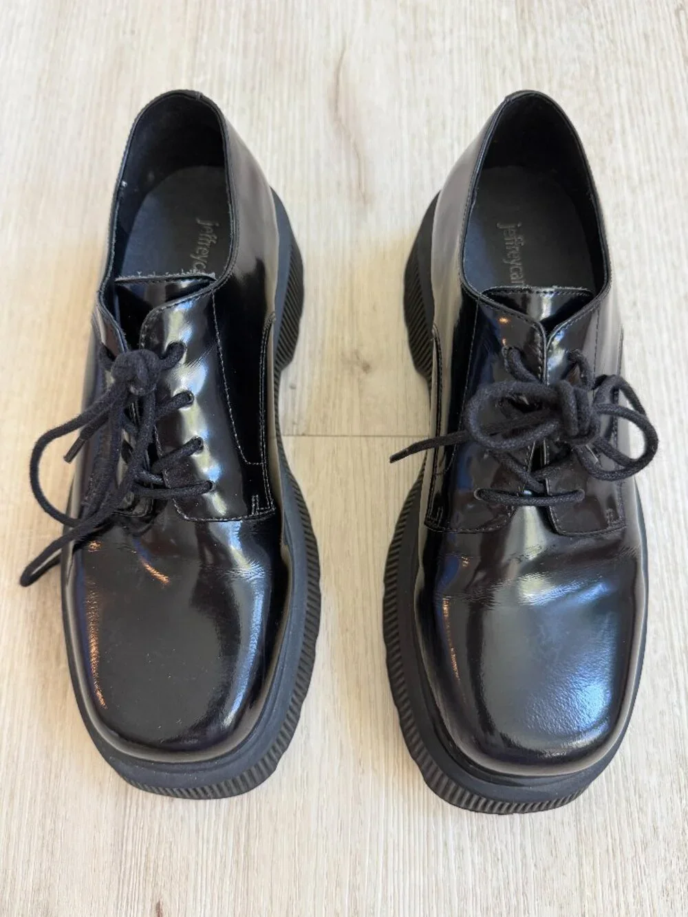 Jeffrey Campbell Black Y2K The Office Grunge Patent Platform Oxford Shoes 8.5